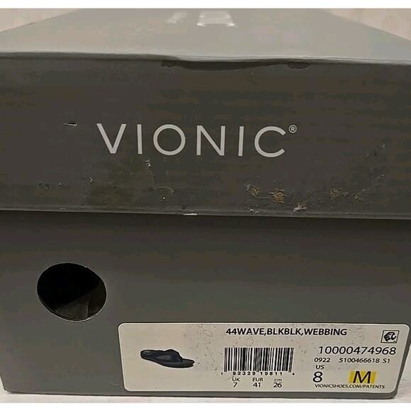Vionic 44 Wave‎ Black Toe Post Sandals Women’s US Size 8 - Picture 10 of 10
